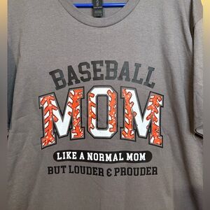 Gildan Gray "Baseball Mom" Tee with Orange Stitch Accents